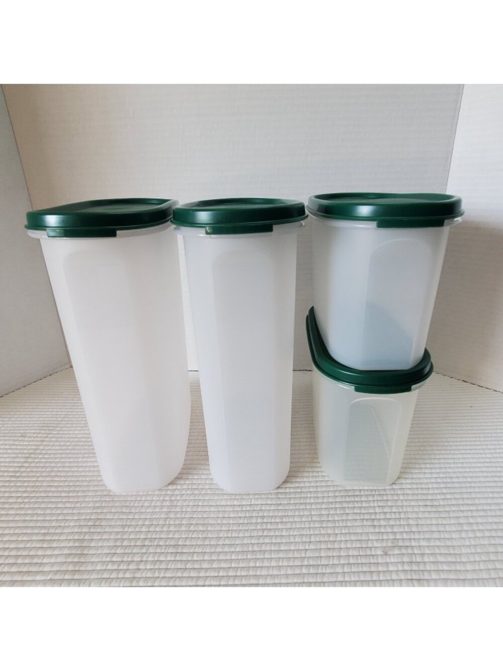 4 Tupperware Modular Mates Containers New Stackable Green Storage 1.1L 2.3L